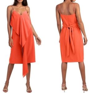 New Trina Turk Starry Handkerchief Scarf Detail Wrap Belt Midi Shift Dress